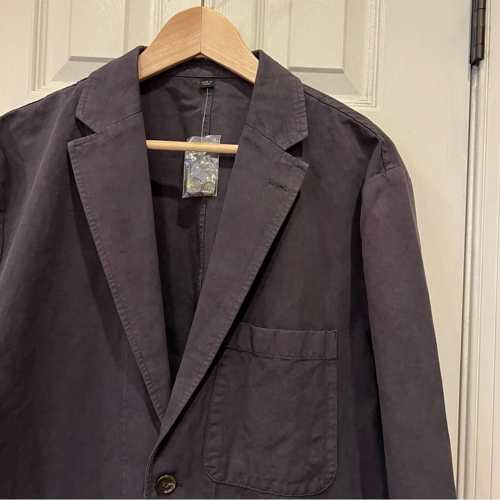 NWOT J Crew J. CREW Garment-dyed cotton-linen chino suit jacket Gray Men’s 42